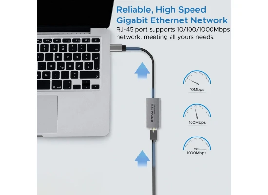 Promate GigaLink-C Ultra-Fast USB-C to Gigabit Ethernet Network Adapter.